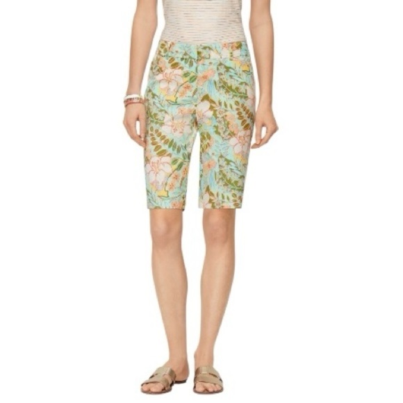Talbots Pants - Talbots Women’s Perfect Shorts Floral Print Cotton Blend Trailing Hibiscus 6